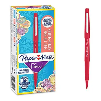 Paper Mate Flair Felt Tip Pens | Medium Point (0.7mm) | Red | Count