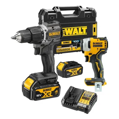 Dewalt 18v XR Brushless Twin Pack Compact Combi Hammer Drill + Impact Driver 4ah