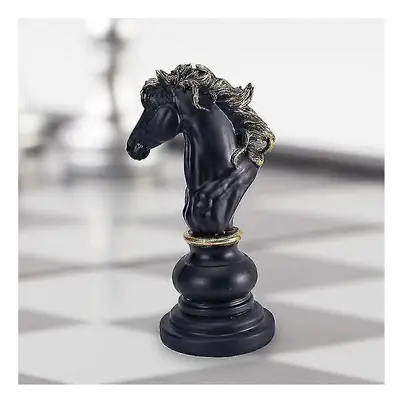 (27cm Knight Black) Luxury Chess Set Home Decoration Resin Chess Pieces Family Board Games Inter