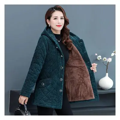 (lake blue, L) Women Corduroy Jackets Autumn Winter Solid Loose Outwaer Female Casual Middle-age