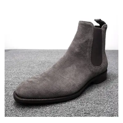 (gray, 41) (cilili)fashion Men&apos;s Retro Pointed High-top Set Foot Suede Tooling Men&apos;s B