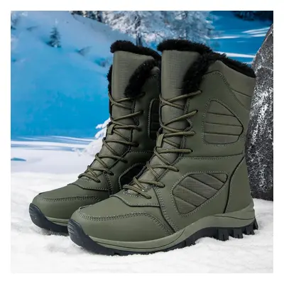 (green, 38) Mctin Women White Snow Boots Winter Plush Black Warm Mid-calf Boots Ladies Slip-on C