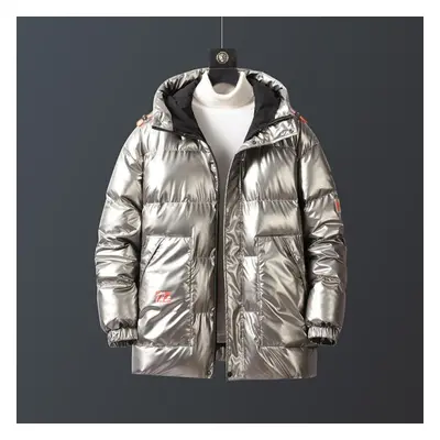 (grey, XL) Winter Plus Size 8xl Cotton -padded Jacket Casual Glossy Cotton -padded Jacket Men &a