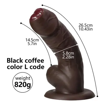 (L) Black Wight Brother Double Liquid Silicone Artificial Penis Makeup Female Masturbator Thick 