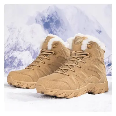 (sand, 45) Mctin Men&apos;s Ankle Boots Winter Plush Platform Shoes Casual Keep Warm Snow Boots