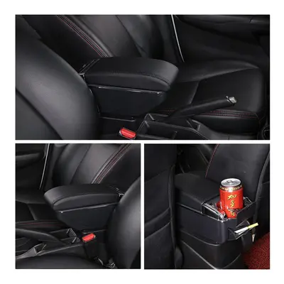 (black) Car Armrest Opel Corsa D Retrofit Storage Box Car Accessories Retractable Dual Layer