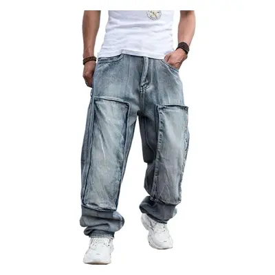 (light blue, 34) Jeans For Men Japan Style Brand Men&apos;s Straight Denim Cargo Pants Biker Jea