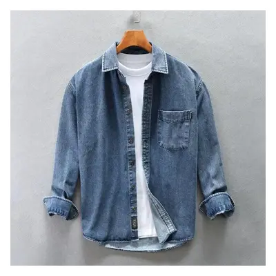 (blue, XXXXL) Spring Autumn Fashion Men Shirts Retro Washed Casual Denim Shirt Men Vintage Desig