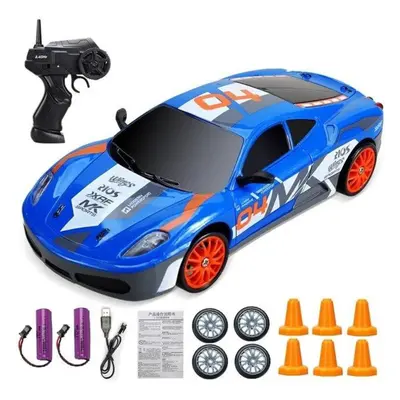 (White and Blue) 2.4G High speed Drift Rc Car 4WD Toy Remote Control AE86 Model GTR Vehicle Car 