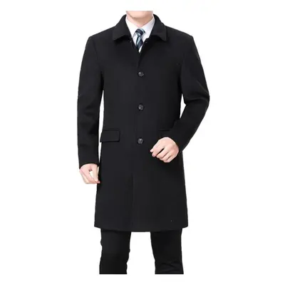 (black, 3XL) Men Woolen Coat Winter Wool Cashmere Coat Autumn Men Slim Fit Wool Overcoat Wool Bl