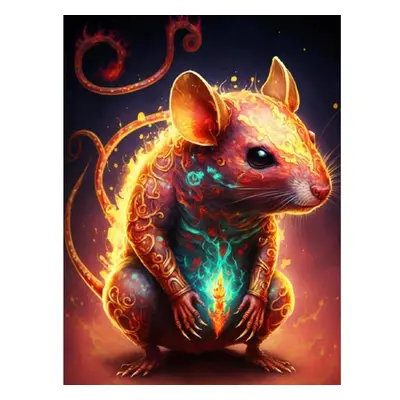 (red, Square drill 55x70cm) Diy 5d Diamond Painting Flaming Animals Snake And Leopard Full Squar