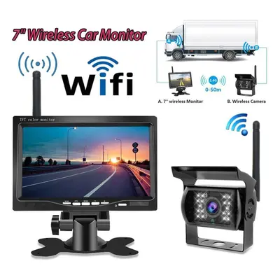 (as the picture, One camera) Vehicle Wireless Reverse Camera 7" Hd Tft Lcd Vehicle Backup Rear V