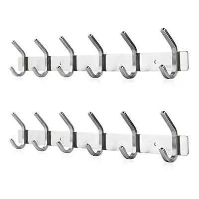 Dripex Coat Hook Rack Wall Mounted Stainless Steel Hanger Heavy Duty Clothes Hat Holder (6 Hooks