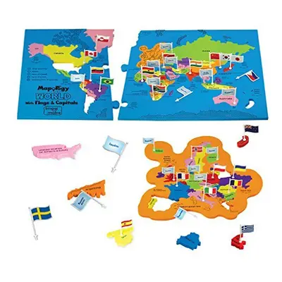 Imagimake: Mapology World with Flags & Capitals- with Country Shaped Pieces- Jigsaw Puzzle and E