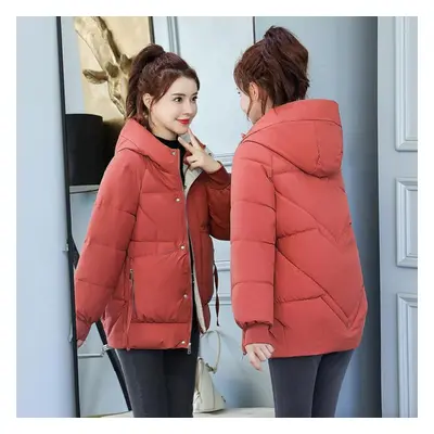 (red, M) Women Outerwear Hooded Coat Jacket Winter Overcoat Casual Parkas Autumn Warm Female Zip