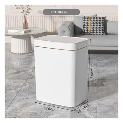 (off white, 18L battery) Automatic Induction Hotel Bathroom Classification Garbage Bin Household