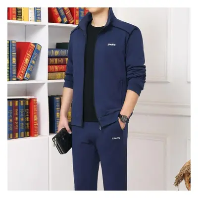 (blue, L) Fashion Running Sets Sport Suit Sportswear Sweatshirt +sweatpants Mens Clothing Pieces