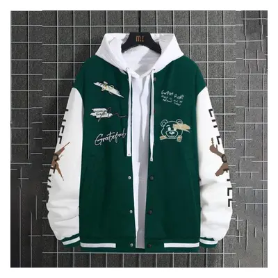 (green, M) Fashion Men&apos;s Baseball Coat Loose Casual Jacket