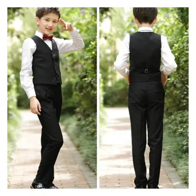 (black, cm) Colors Boy&apos;s Gentle Vest Formal Suit+ Tie For Wedding Children&apos;s Clothing 