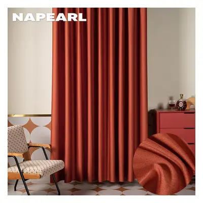 (orange, W250cm x L250cm) 1pc Napearl Modern 80% Blackout Kitchen Curtain Lengthen Pure Color Sh