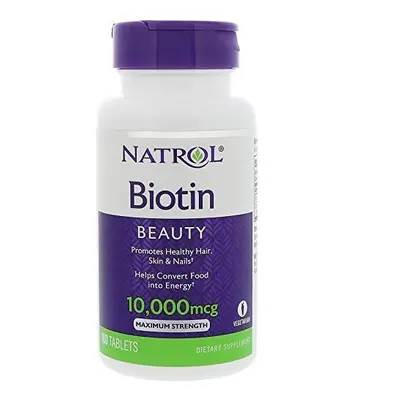 Natrol Biotin 10,000mcg Maximum Strength x tablets (with 66mg Calcium) | For hair, skin & nails 