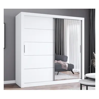 (203cm, White) FHI-IBIZA Modern Sliding Door Wardrobe