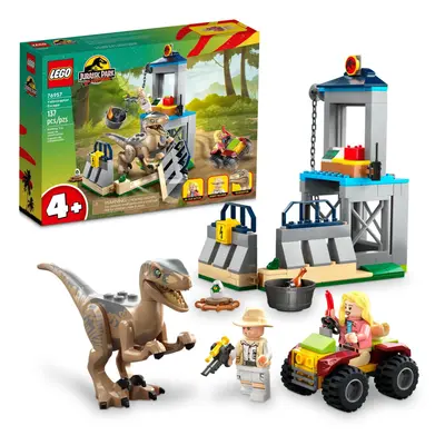 LEGO Jurassic Park Velociraptor Escape Learn to Build Dinosaur Toy for Boys and Girls; Gift for 