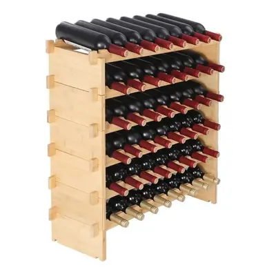 Vevor LSJJZZCPKD648GE34V0 Bottle Stackable Modular Wine Rack Bamboo Wood Display Shelf 6-Tier