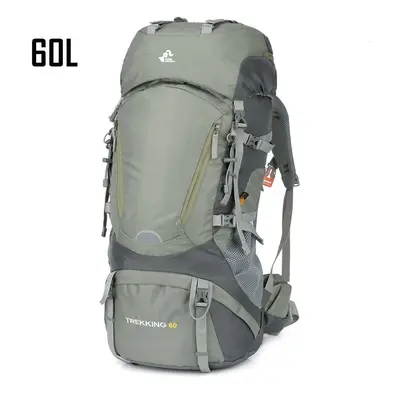 (60L Green) Waterproof Hiking Backpack Woman Outdoor Trekking Camping Bag Army Man Hunting Mount