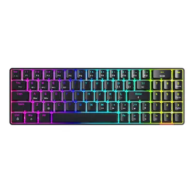 (White, Blue Switch) Mechanical Gaming Keyboard Translucent Keycaps Triple-Mode With Musical Rhy