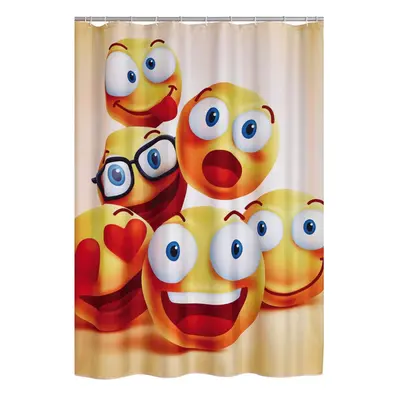 RIDDER Bathroom Shower Curtain Smile Washable 180x200cm Cute Water-resistant