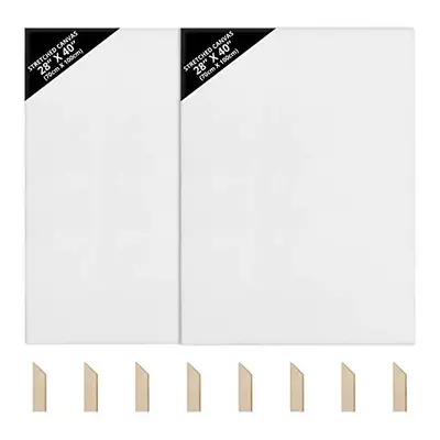 Kurtzy Blank Canvas (2 Pack) - x 100cm (28 x inches) - Extra Large Pre Stretched Canvas Panels w