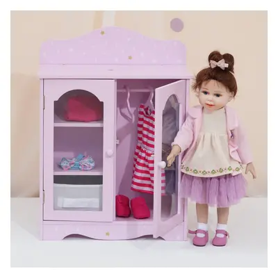 Pink Doll Closet Wardrobe by Olivia's World Wooden Baby Furniture Toy TD-0210A