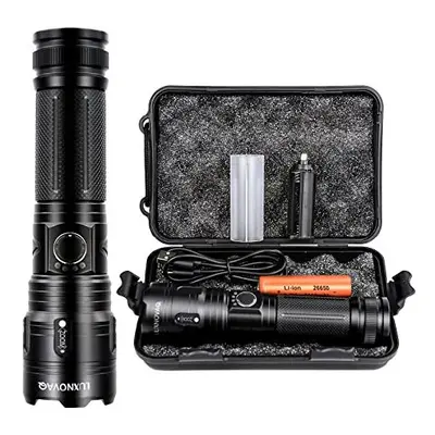 LUXNOVAQ Rechargeable LED Torch,Powerful Lumens LED Flashlight,Tactical Handheld Flashlights,XHP