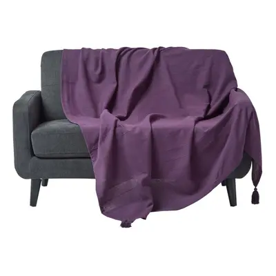 (255 x cm, Purple) Cotton Rajput Ribbed Throw