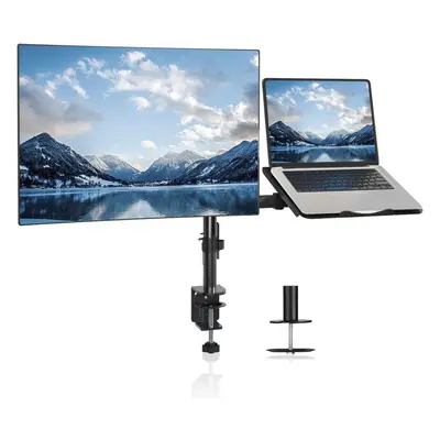 Monitor Arm with Laptop Tray, Fully Adjustable VESA Mount for to inch LCD LED Screen & up to inc