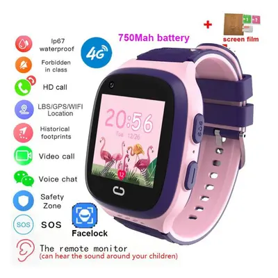 (pink) 4g Kids Smart Watch With Wifi Sos Gps Tracker Video Call Hd Touch Screen Ip67 Waterproof 