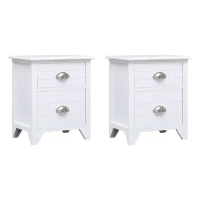 vidaXL 2x Nightstand with Drawers White Bedside Storage Cabinet Table Stand