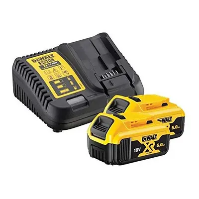 DEWALT B DCB184 5.0ah 18v XR Lithium Ion Battery Twin Pack + DCB115 Charger, Yellow