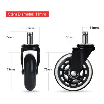 (11mm) Naierdi 5pcs Office Chair Caster Inch Swivel Rubber Wheels Soft Safe Rollers Furniture Ha