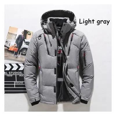 (light gray, XL) -30 Winter Men Duck Thick Down Jacket Men Snow Parkas Coat Male Warm Winter Dow