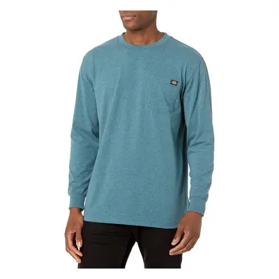 Dickies Men's Long Sleeve Heavyweight Crew Neck Baltic Blue Single Dye Heather SM