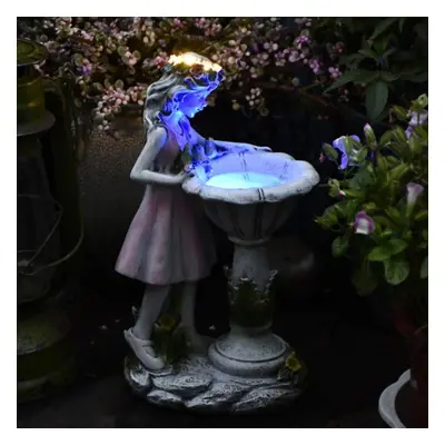 (1pcs) Flower Fairy Statue Solar Light Ornament Outdoor Courtyard Garden Decoration Resin Angel 