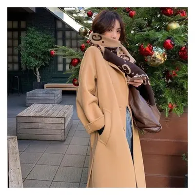 (camel, XL) Autumn And Winter Women&apos;s Double-faced Cashmere Coat, Long Section With Elegant