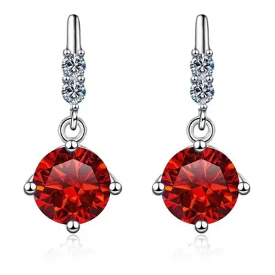 (garnet, 1ct*2) Bague Ringen S925 Silver Mossan Diamond Fringe Moving Earrings To Give Girlfrien