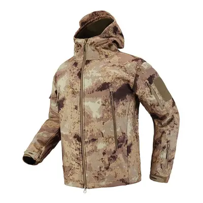 (khaki, S) Men Soft Shell Military Jacket Waterproof Fleece Tactical Camouflage Jacket Winter Sh