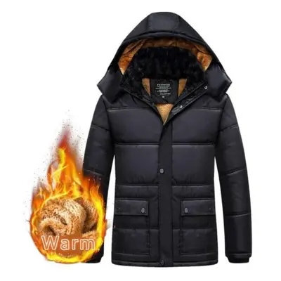 (as the picture, XXXXXL) Winter Men Jacket Coat Warm Fleece Casual Hooded Outwears Male Parka Co