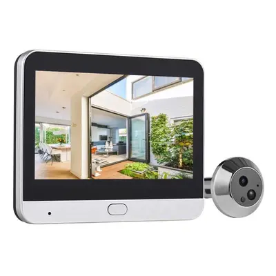 (silver) 2.4g Wifi Video Doorbell For Apartment Peephole Camera 4.3-inch Display Tuya App 1080p 