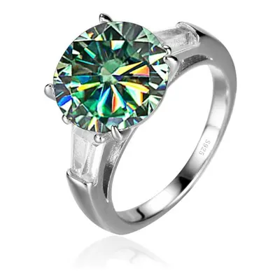 (blue,green, 6.5) Bagueringen Luxury Big Carat Moissanite Diamond Ring Sterling Silver Jewelry C