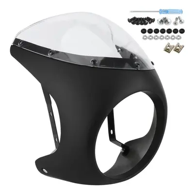 (Matte Black Transparent Lens) 7in Headlight Fairing Wind Deflector Windshield For Motorcycle